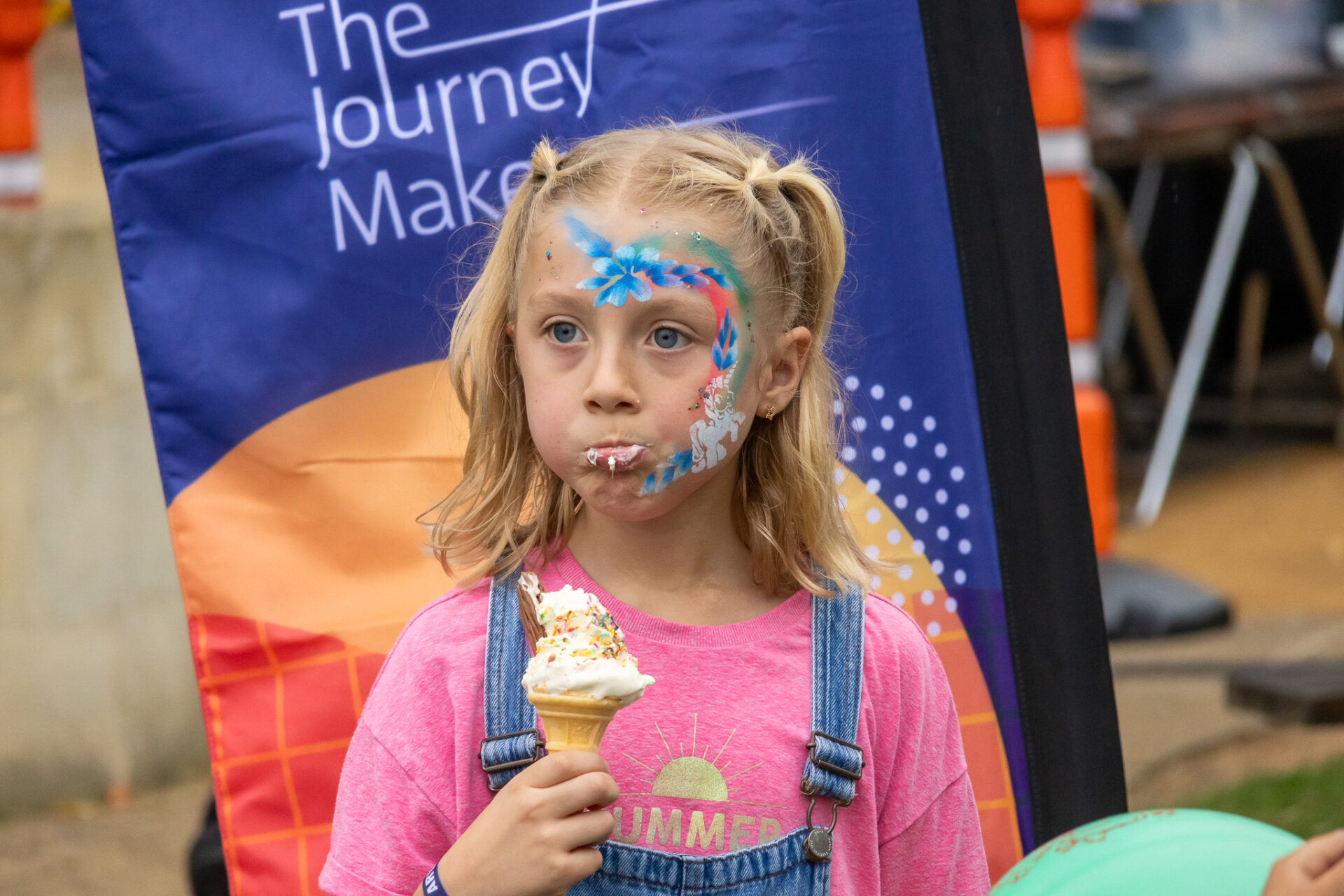Photo of a child eating an ice cream at Arvalfest family fun day
