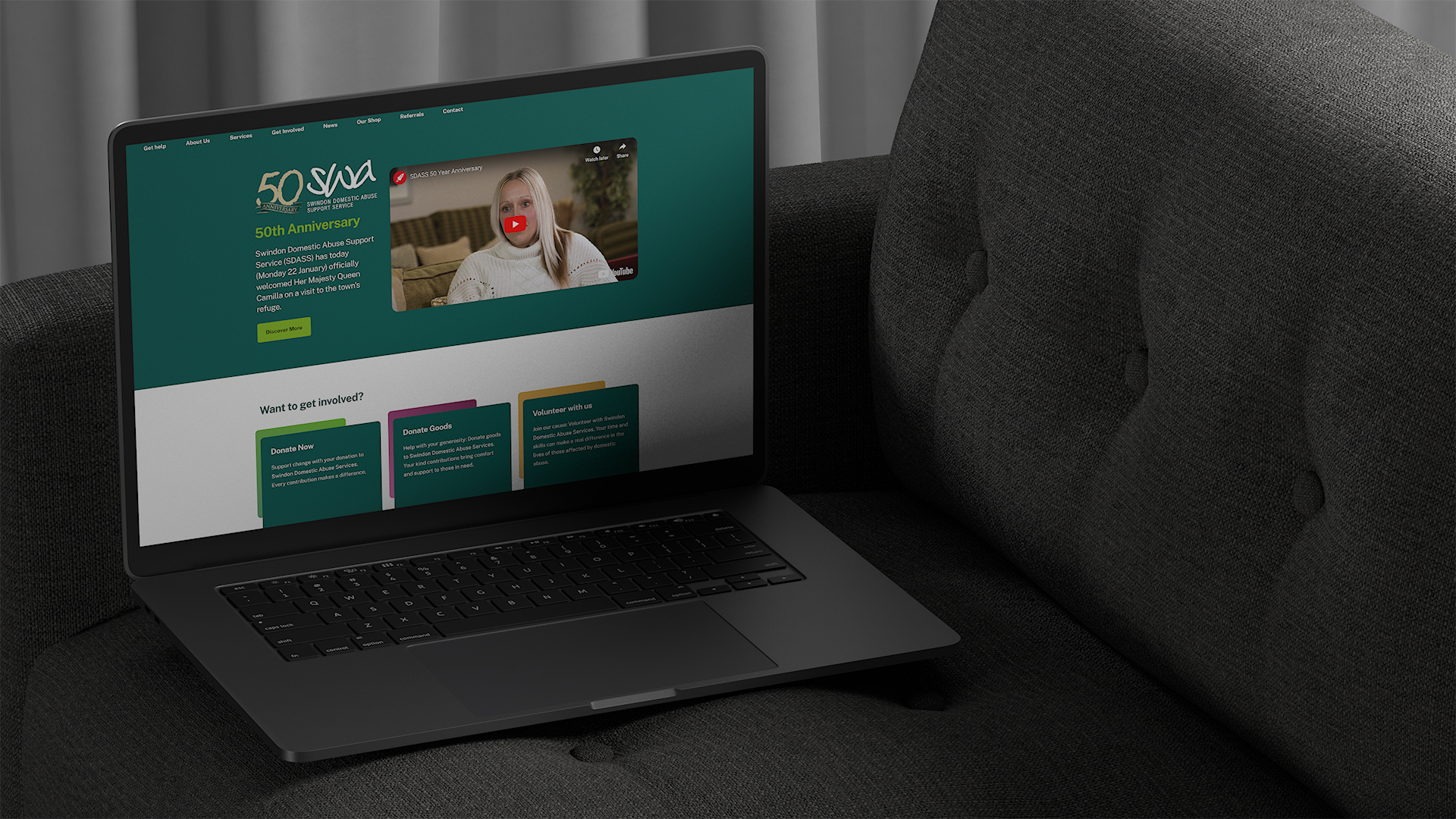 SWA Domestic Abuse Support accessible website design on MacBook Pro
