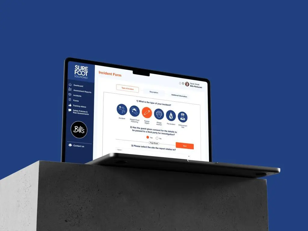SureFoot Solutions, Digital Transformation dashboard UX Design of form functionality